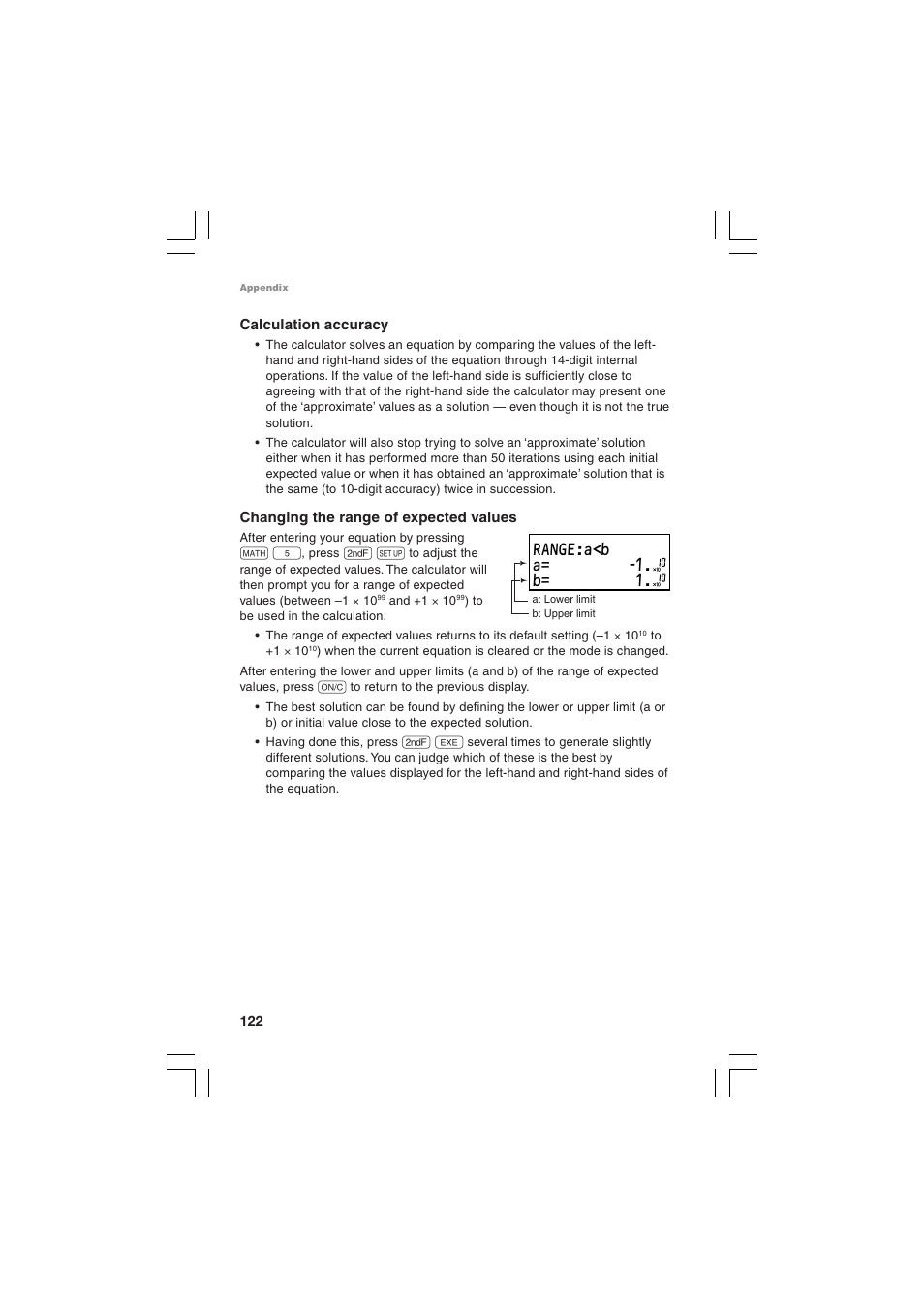 Range:a<b a= –1. b= 1 | Sharp EL-5230 User Manual | Page 124 / 132