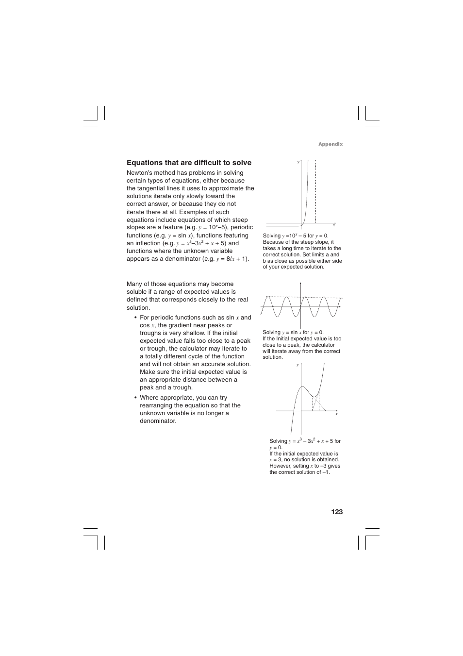 Equations that are difficult to solve | Sharp EL-5230 User Manual | Page 125 / 132