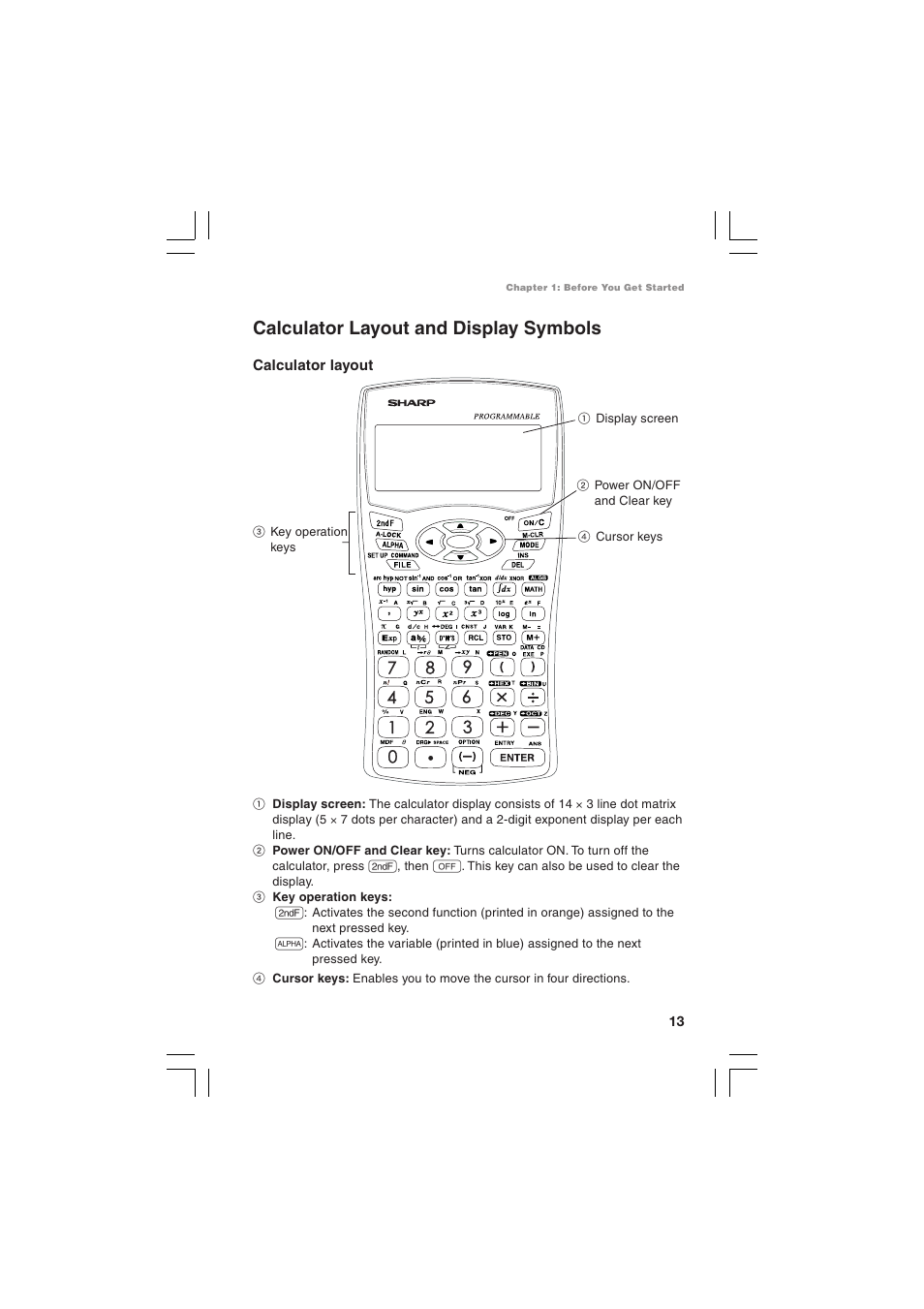 Calculator layout and display symbols | Sharp EL-5230 User Manual | Page 15 / 132