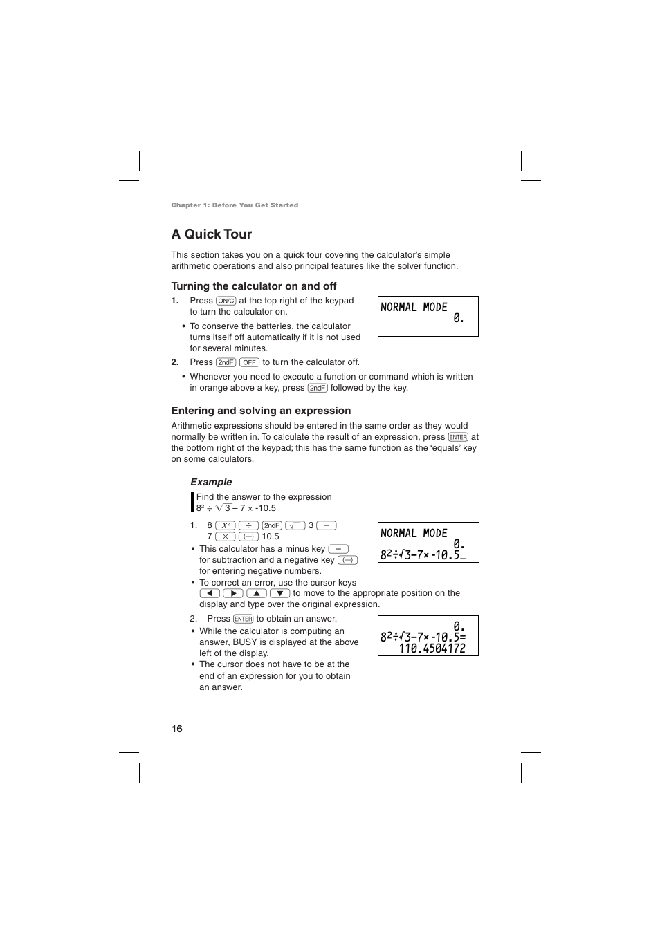 A quick tour, Normal mode 0 | Sharp EL-5230 User Manual | Page 18 / 132