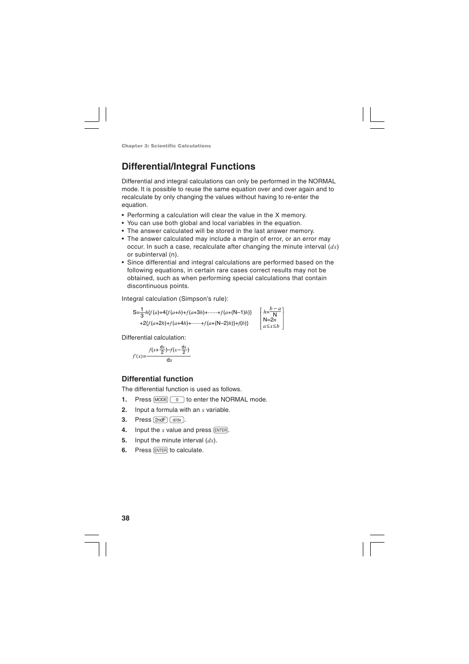 Differential/integral functions | Sharp EL-5230 User Manual | Page 40 / 132