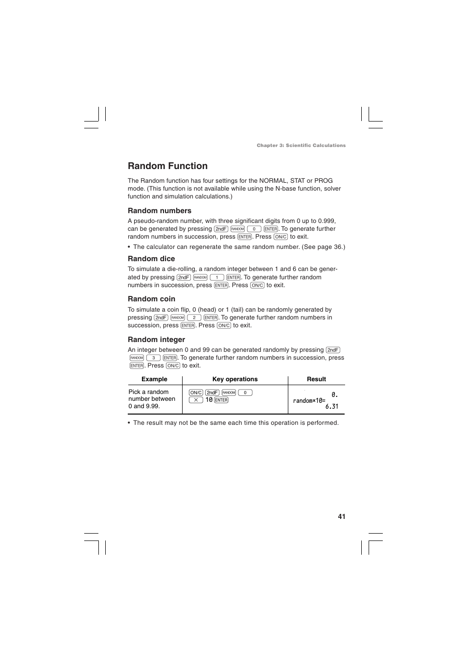 Random function | Sharp EL-5230 User Manual | Page 43 / 132