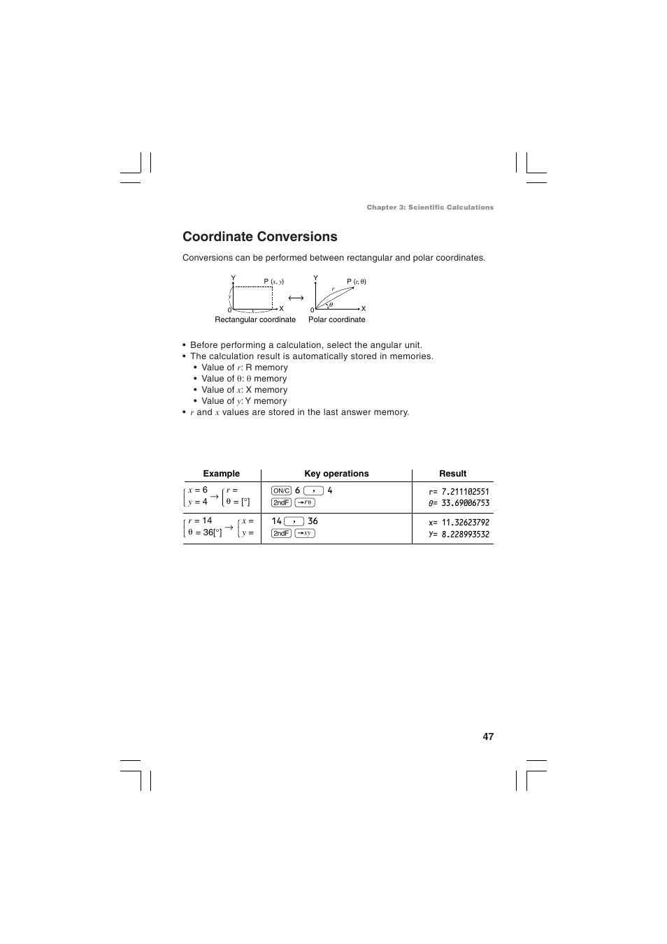 Coordinate conversions | Sharp EL-5230 User Manual | Page 49 / 132