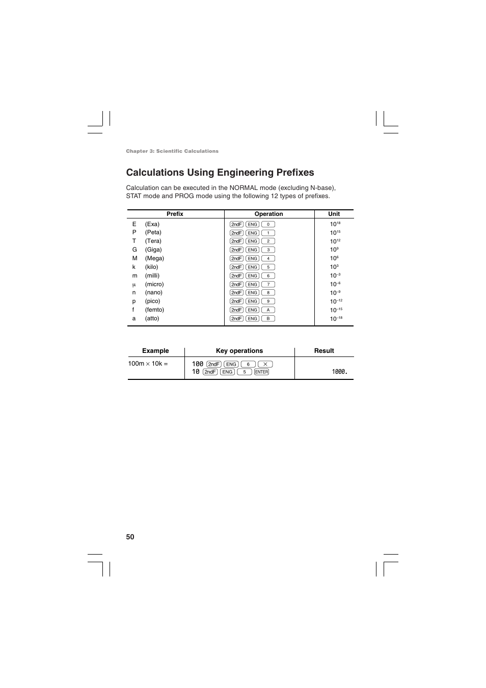 Calculations using engineering prefixes | Sharp EL-5230 User Manual | Page 52 / 132