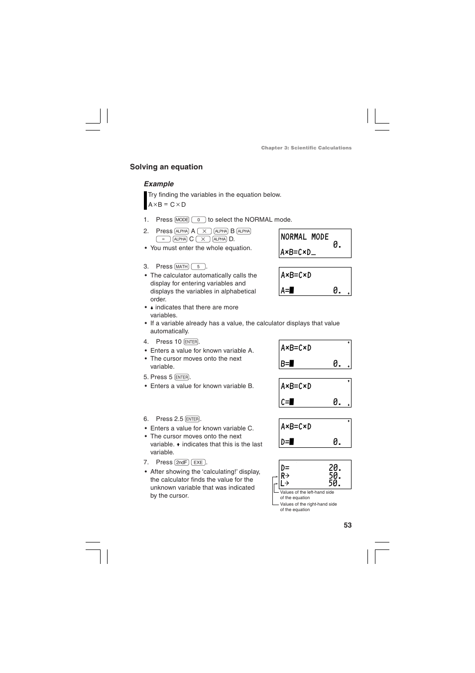 A˚b=c˚d b=z 0. a˚b=c˚d c=z 0 | Sharp EL-5230 User Manual | Page 55 / 132