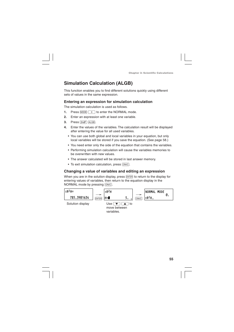 Simulation calculation (algb) | Sharp EL-5230 User Manual | Page 57 / 132