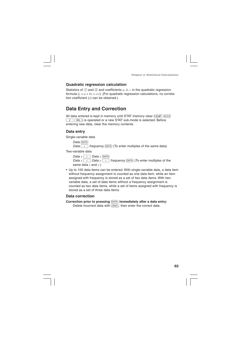 Data entry and correction | Sharp EL-5230 User Manual | Page 65 / 132