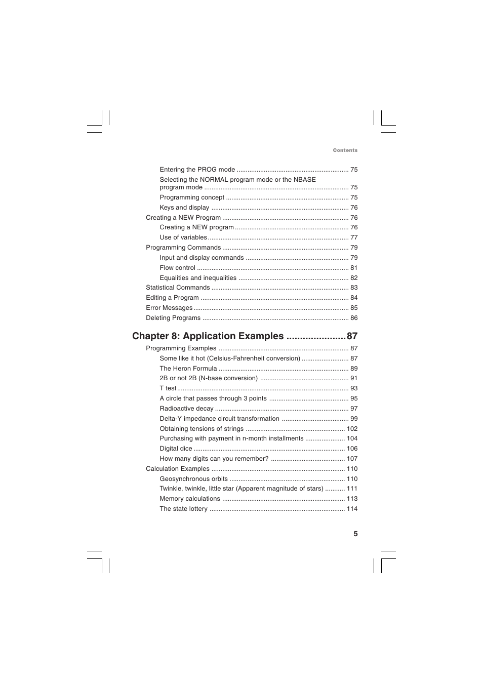 Chapter 8: application examples | Sharp EL-5230 User Manual | Page 7 / 132