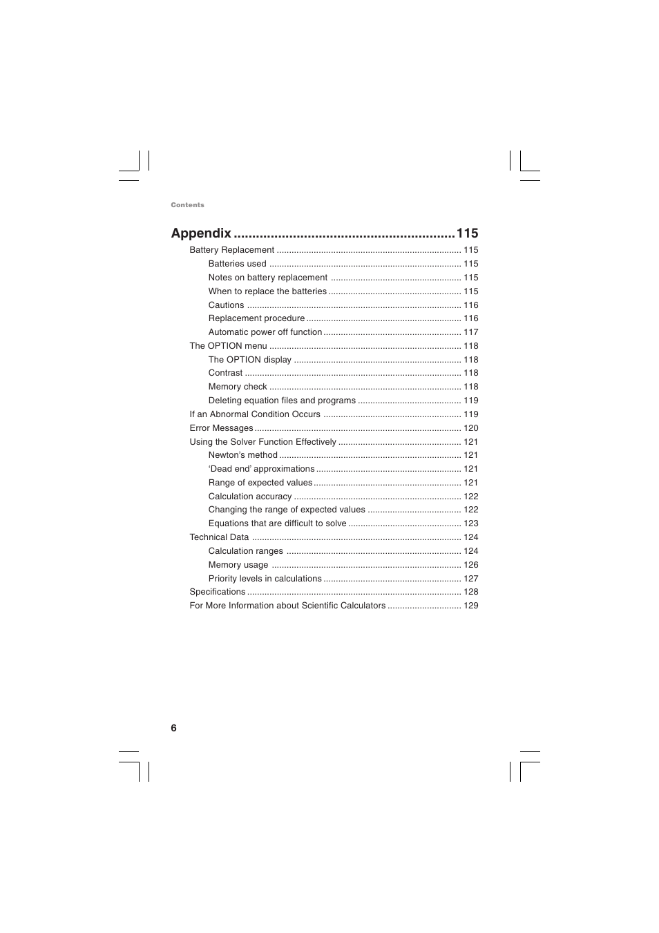 Appendix | Sharp EL-5230 User Manual | Page 8 / 132