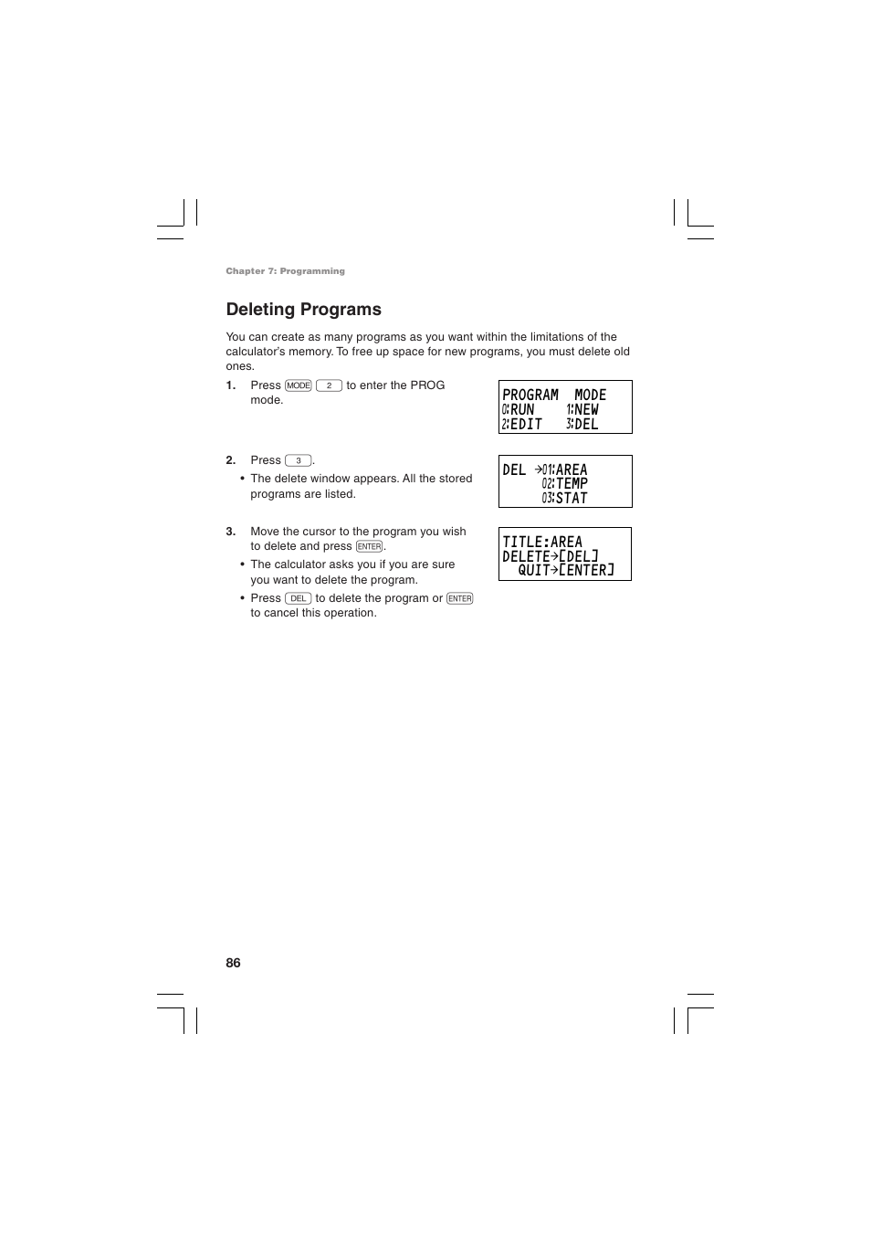 Deleting programs | Sharp EL-5230 User Manual | Page 88 / 132