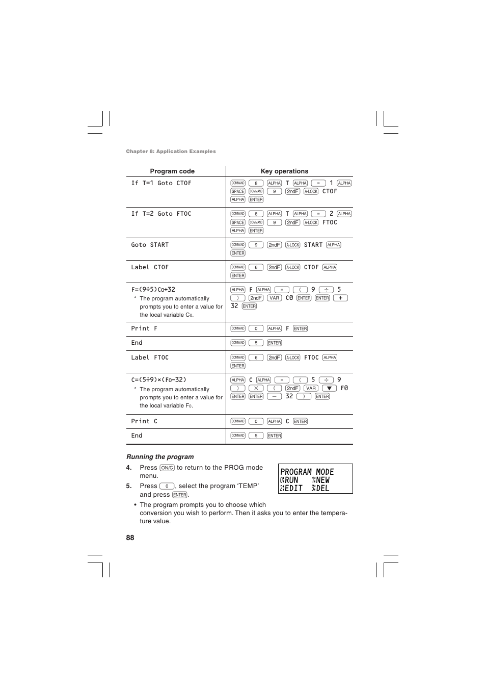 Program mode ƒrun ⁄new ¤edit ‹del | Sharp EL-5230 User Manual | Page 90 / 132