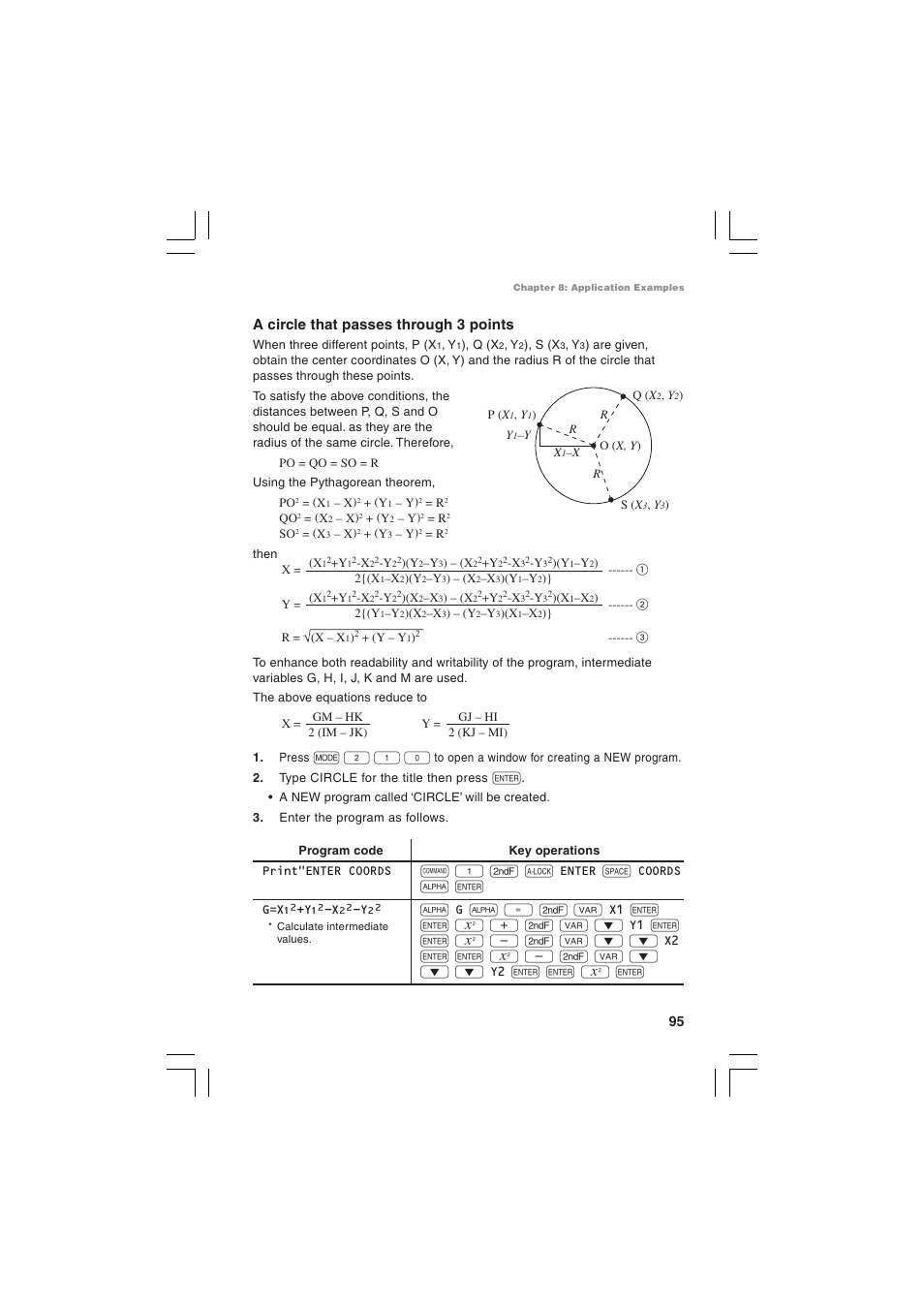 A circle that passes through 3 points | Sharp EL-5230 User Manual | Page 97 / 132