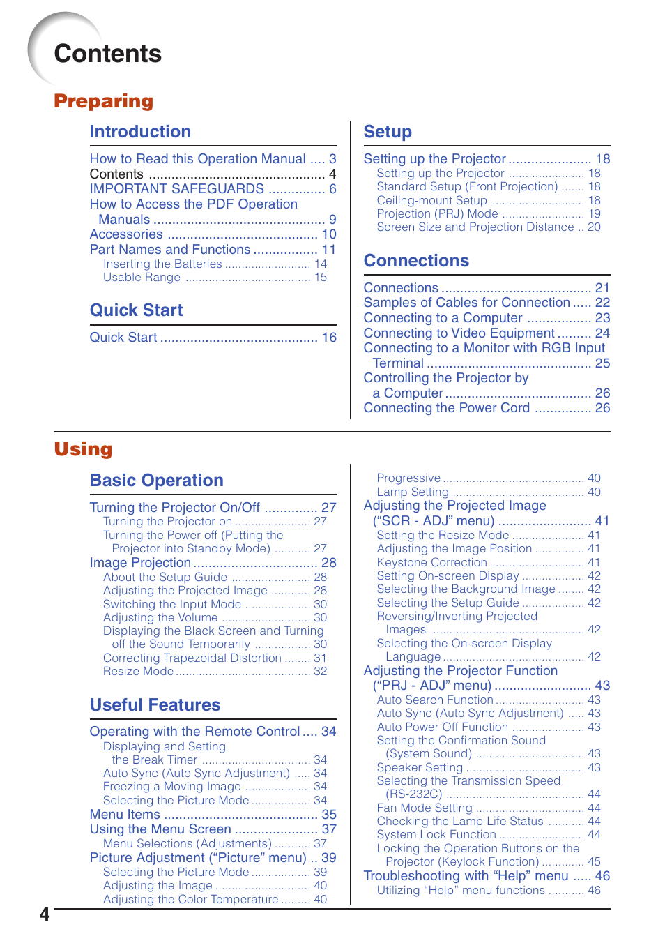 Sharp XG-MB55X User Manual | Page 8 / 68