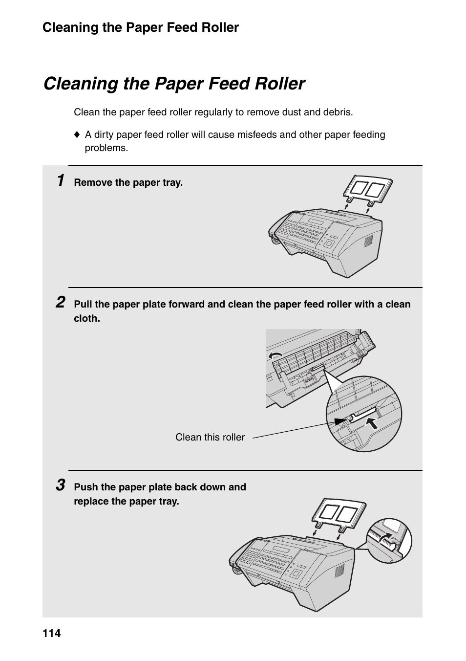 Cleaning the paper feed roller | Sharp FO-IS115N User Manual | Page 119 / 165