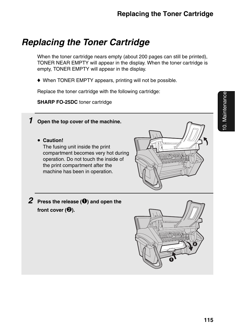 Replacing the toner cartridge | Sharp FO-IS115N User Manual | Page 120 / 165