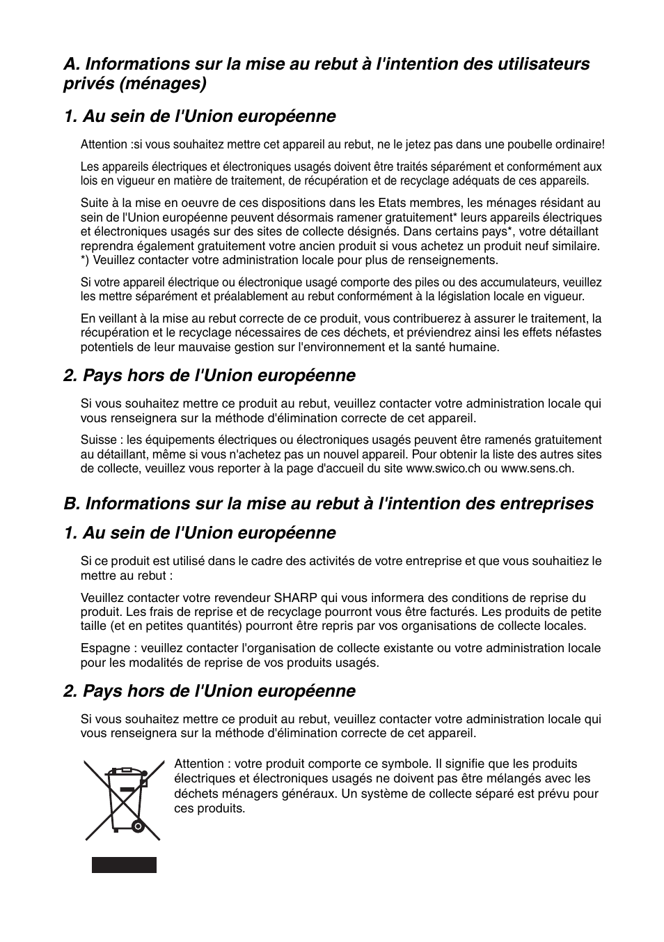 Pays hors de l'union européenne | Sharp FO-IS115N User Manual | Page 144 / 165