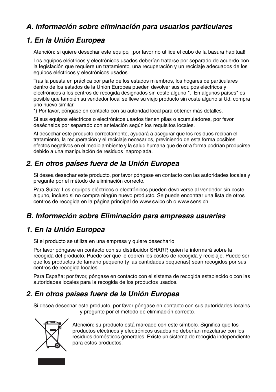 En otros países fuera de la unión europea | Sharp FO-IS115N User Manual | Page 146 / 165