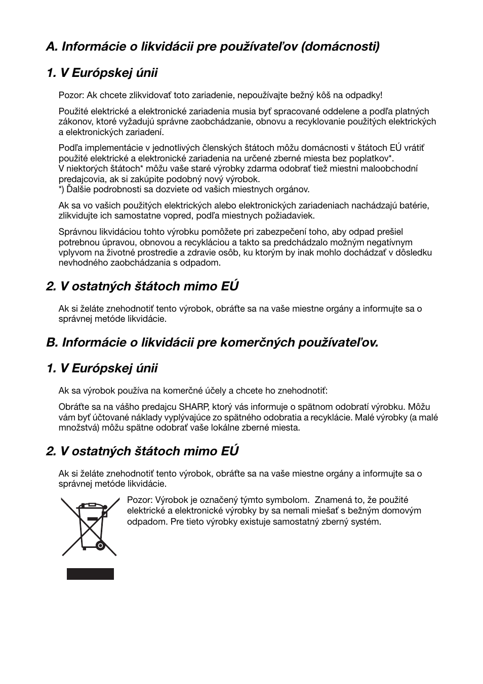 V ostatných štátoch mimo eú | Sharp FO-IS115N User Manual | Page 156 / 165