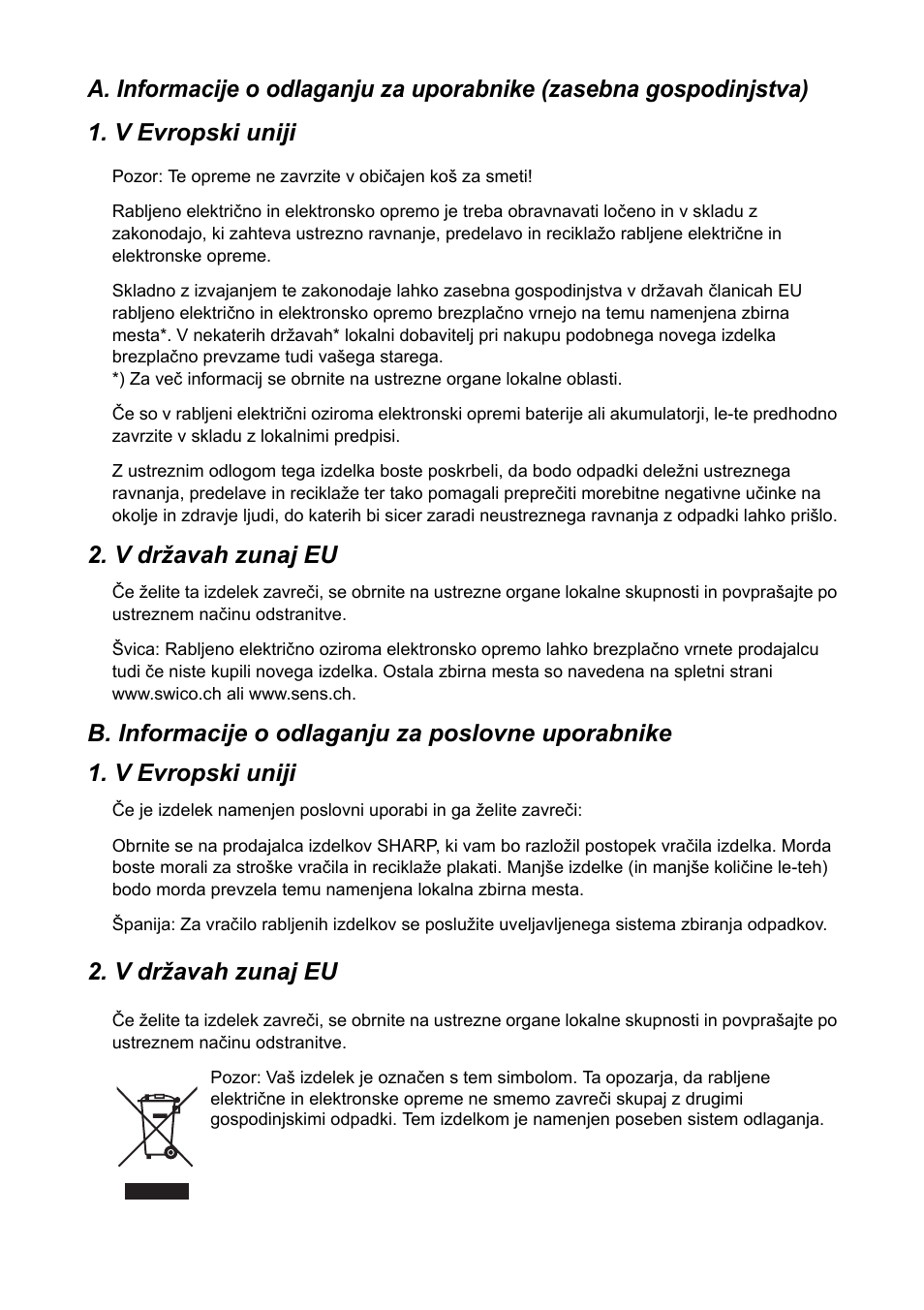 V državah zunaj eu | Sharp FO-IS115N User Manual | Page 157 / 165