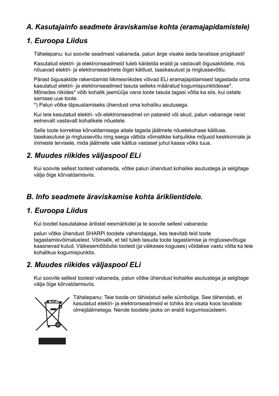 Muudes riikides väljaspool eli | Sharp FO-IS115N User Manual | Page 159 / 165