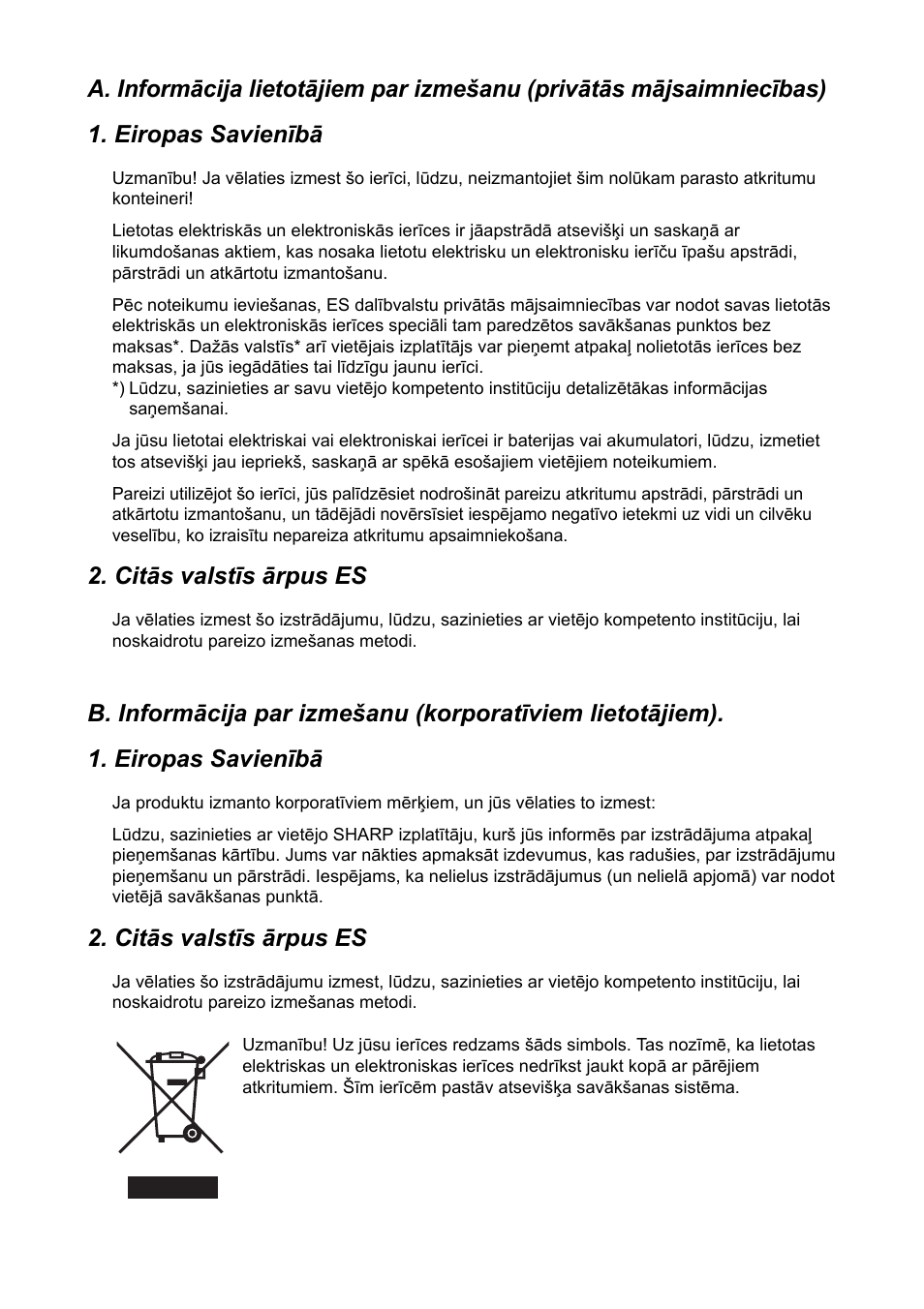 Citās valstīs ārpus es | Sharp FO-IS115N User Manual | Page 160 / 165