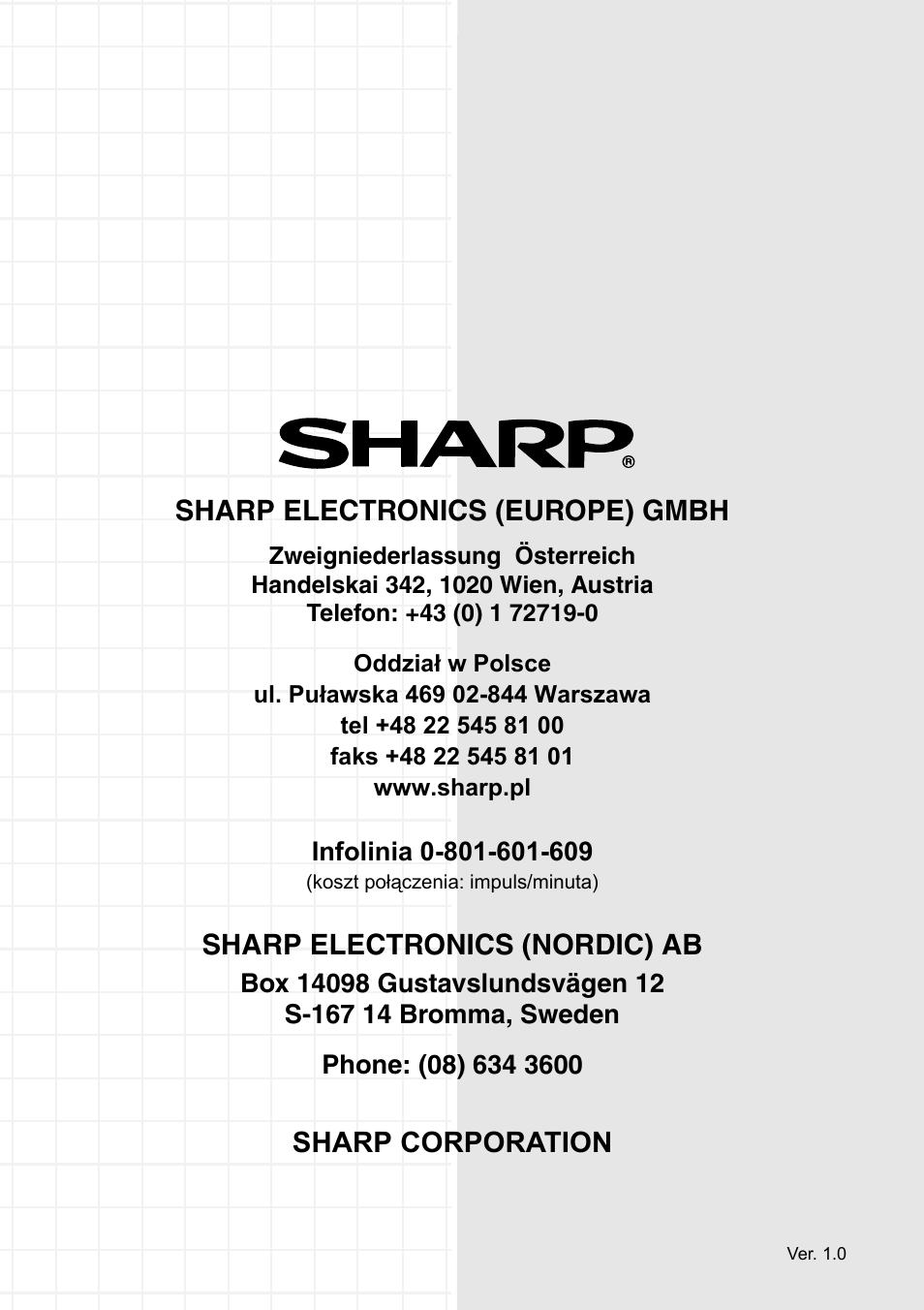 Sharp electronics (europe) gmbh, Sharp electronics (nordic) ab, Sharp corporation | Sharp FO-IS115N User Manual | Page 165 / 165