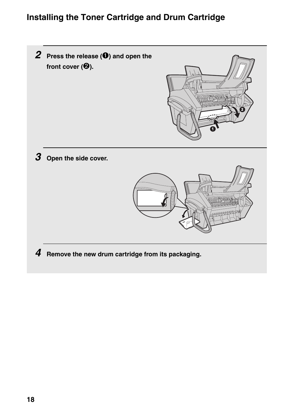 Installing the toner cartridge and drum cartridge | Sharp FO-IS115N User Manual | Page 23 / 165