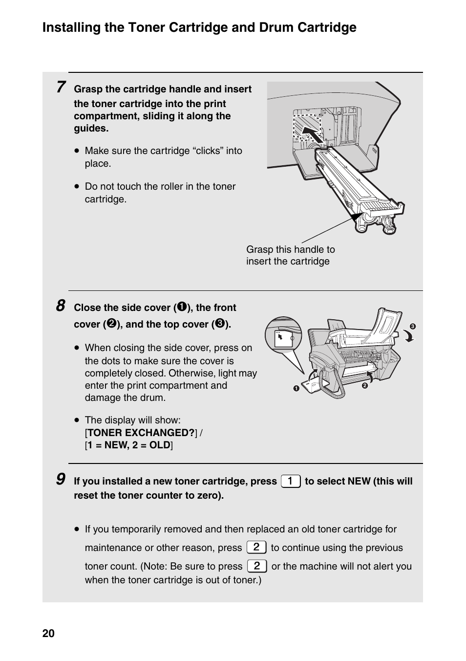 Installing the toner cartridge and drum cartridge | Sharp FO-IS115N User Manual | Page 25 / 165