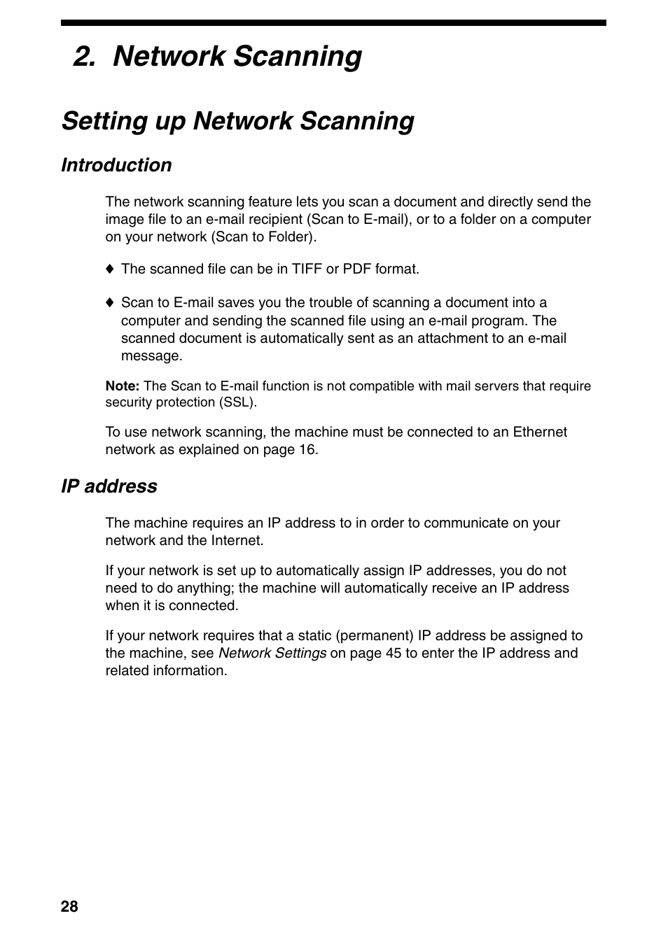 Network scanning, Setting up network scanning | Sharp FO-IS115N User Manual | Page 33 / 165