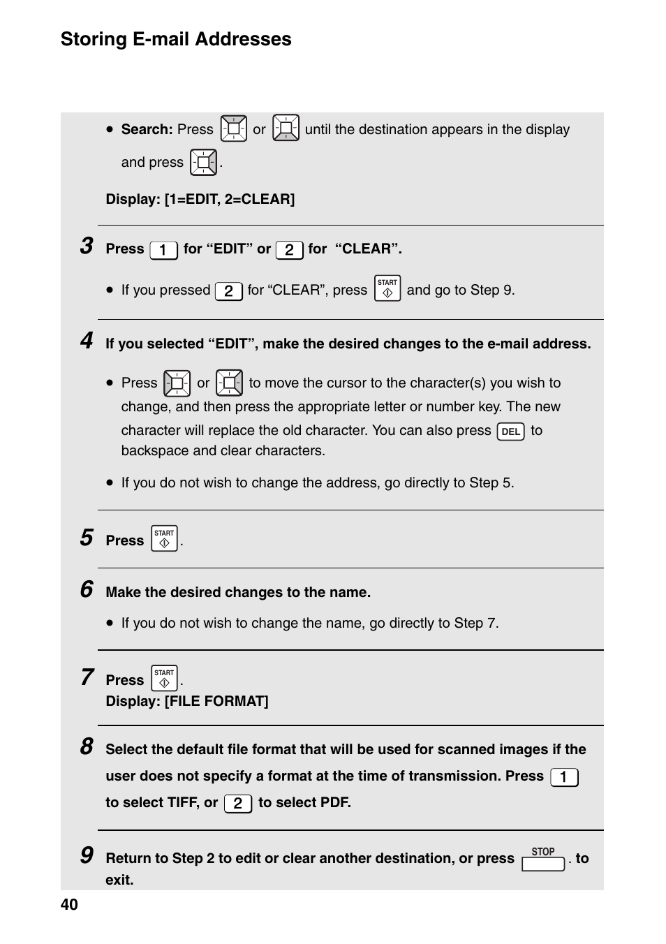 Storing e-mail addresses | Sharp FO-IS115N User Manual | Page 45 / 165