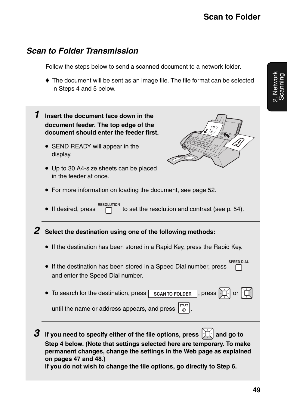 Scan to folder, Scan to folder transmission | Sharp FO-IS115N User Manual | Page 54 / 165