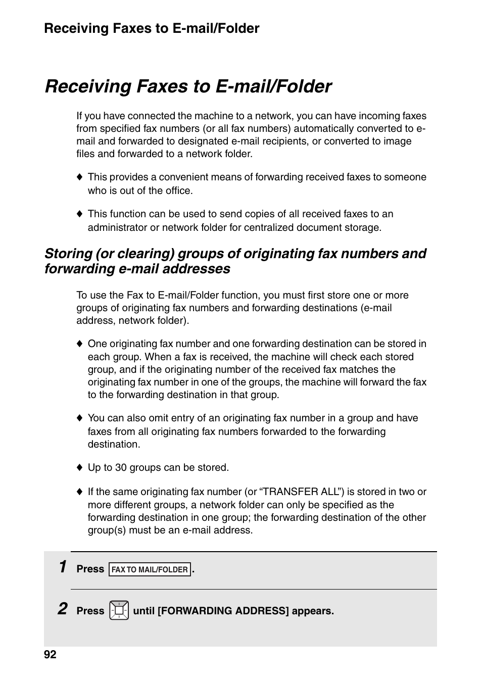 Receiving faxes to e-mail/folder | Sharp FO-IS115N User Manual | Page 97 / 165