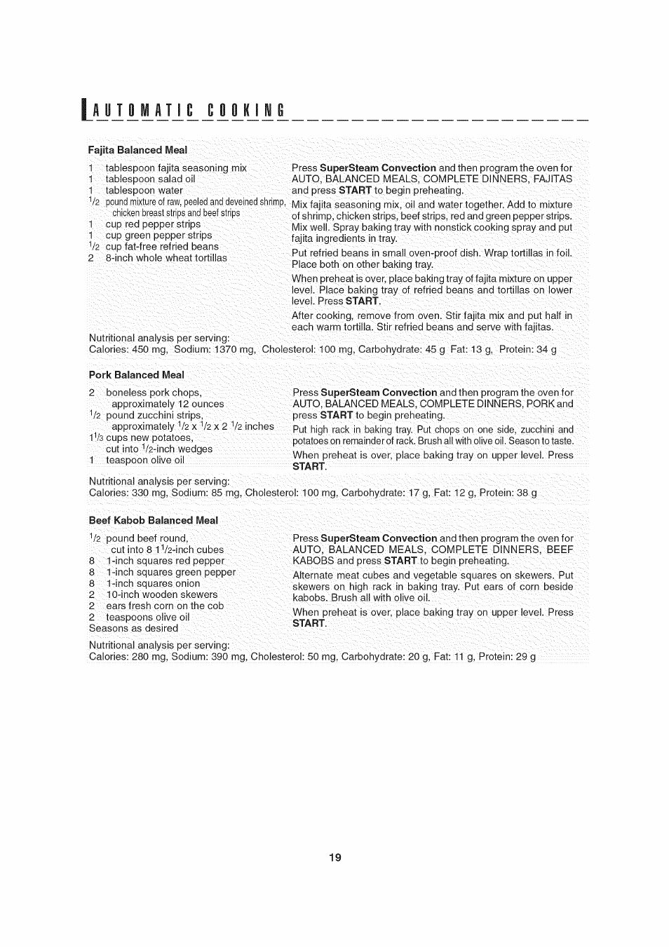 Fajita balanced meal | Sharp AX-1200 User Manual | Page 21 / 43