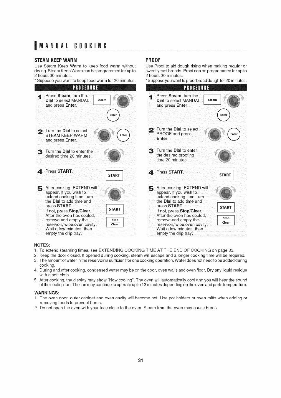 Steam keep warm, Procedure, Proof | Notes, Warnings, L«lajjilliyim | Sharp AX-1200 User Manual | Page 33 / 43