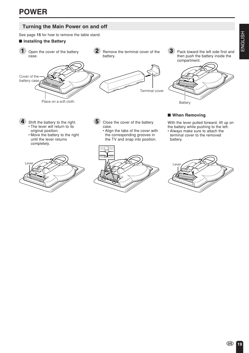 Power | Sharp Aquos LC 15L1U User Manual | Page 20 / 69