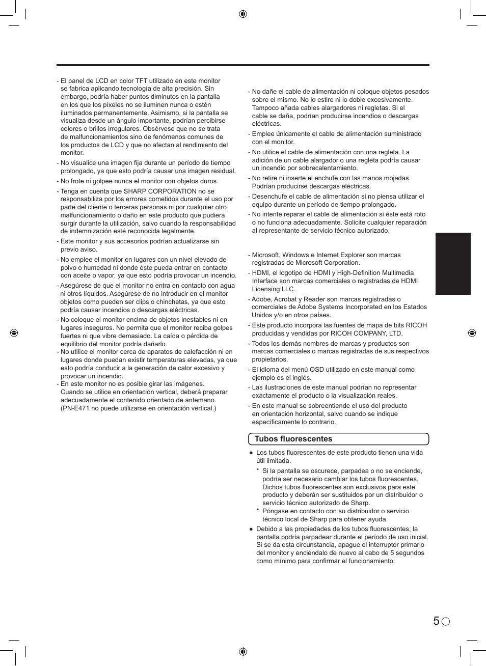 Consejos e instrucciones de seguridad, Esp añol | Sharp 0NY42M184304B(1) User Manual | Page 31 / 40