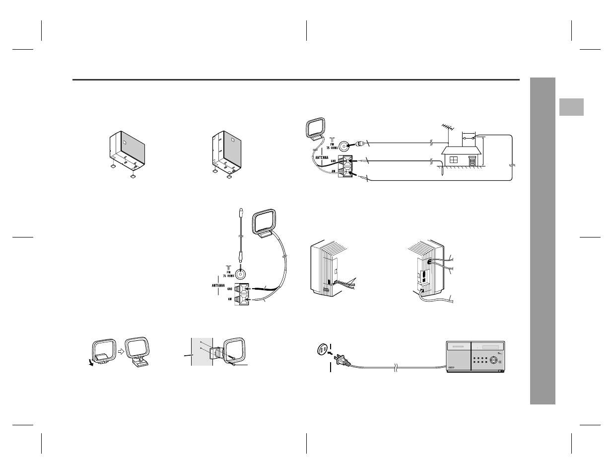 Prepar ation for us e, Antenna connection, How to close side covers | Connecting the ac power cord | Sharp SD-EX220 User Manual | Page 13 / 32