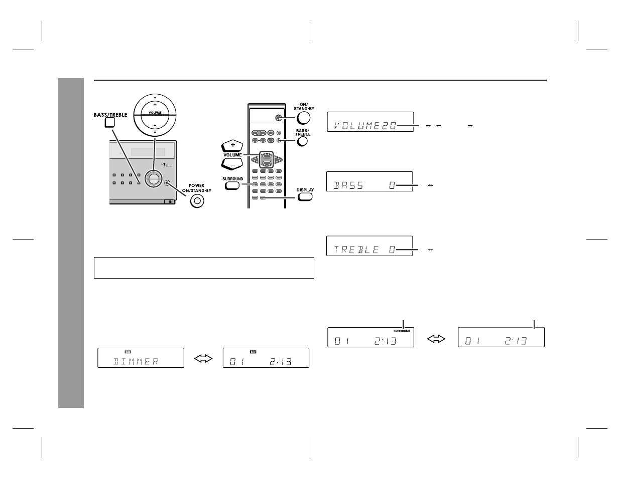 General control, Prepar ation for us e, Volume control | Bass control  treble control  surround | Sharp SD-EX220 User Manual | Page 16 / 32