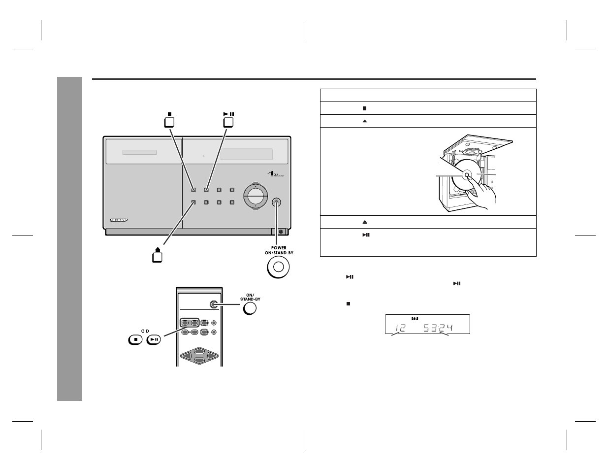 Listening to a cd, Cd p lay ba ck | Sharp SD-EX220 User Manual | Page 18 / 32