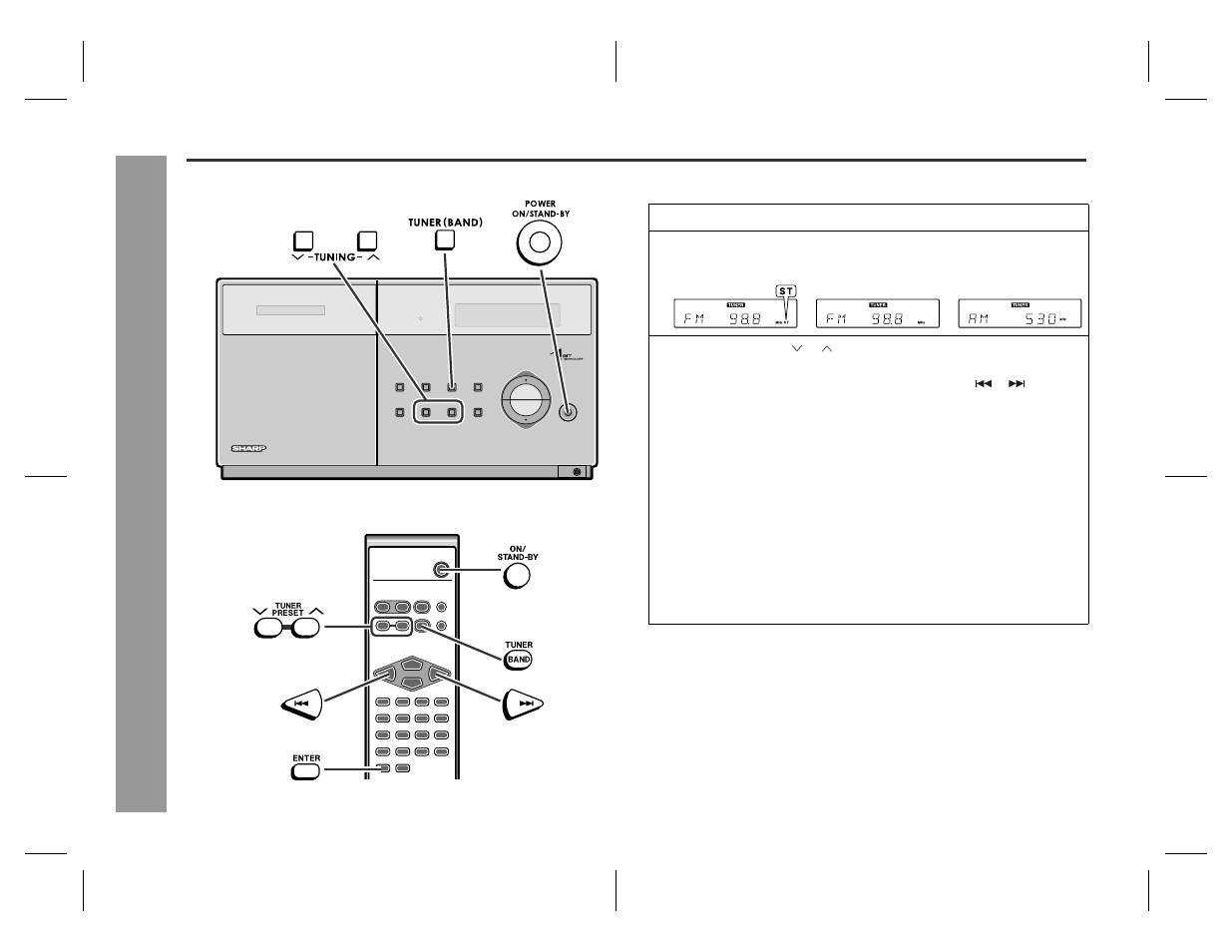 Listening to the radio, Ra dio, Manual or auto tuning 1 | Sharp SD-EX220 User Manual | Page 22 / 32