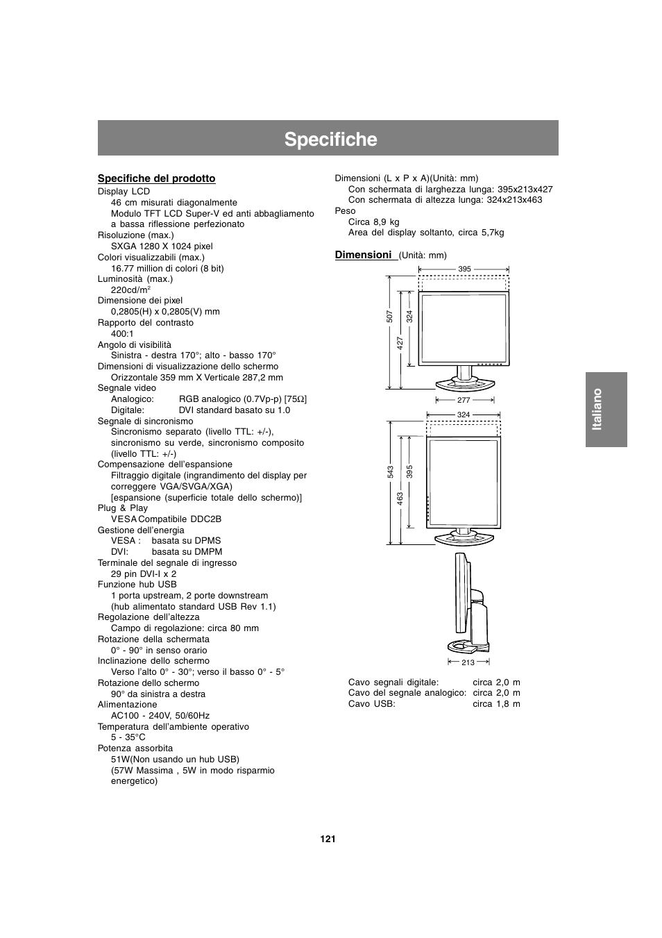 Specifiche | Sharp LL-T1820-B User Manual | Page 121 / 164