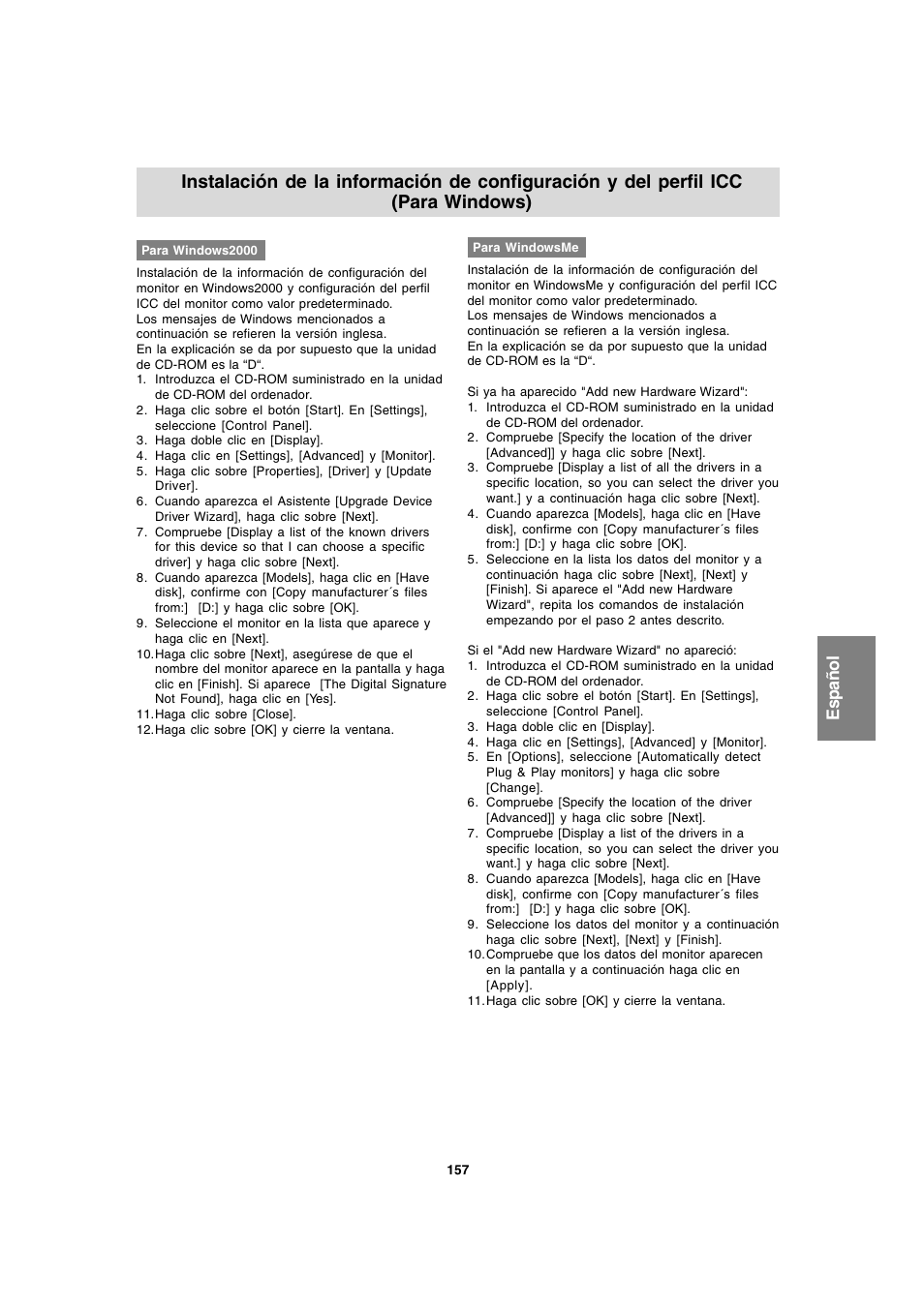 Espa ñ ol | Sharp LL-T1820-B User Manual | Page 157 / 164