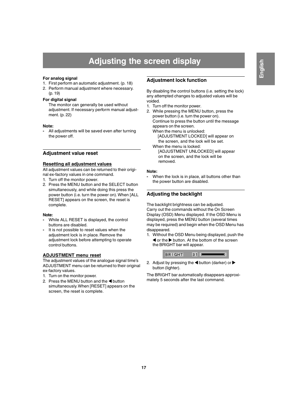 Adjusting the screen display | Sharp LL-T1820-B User Manual | Page 17 / 164