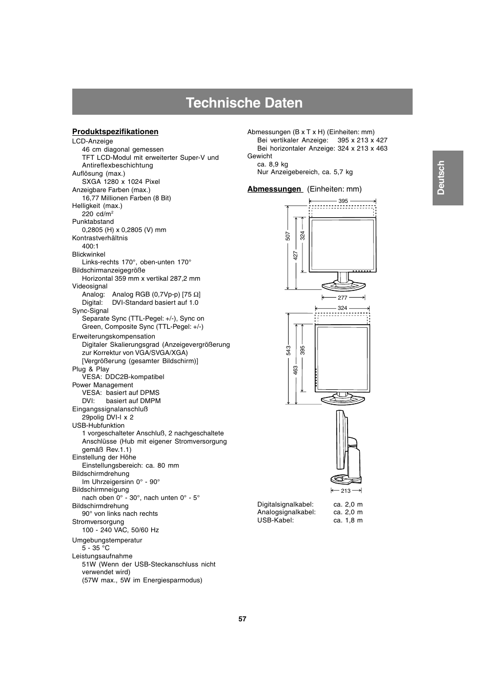 Technische daten | Sharp LL-T1820-B User Manual | Page 57 / 164