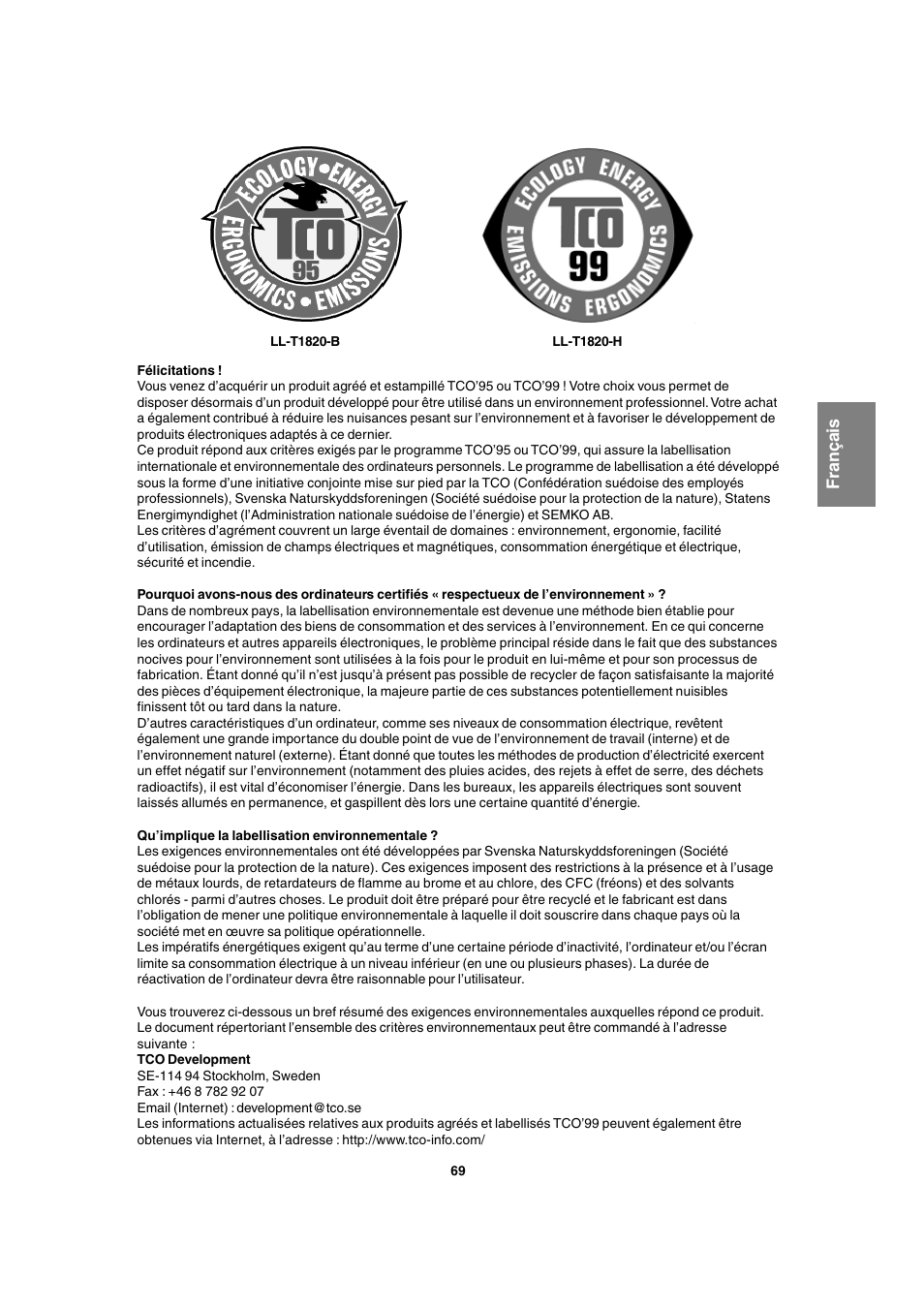 Sharp LL-T1820-B User Manual | Page 69 / 164