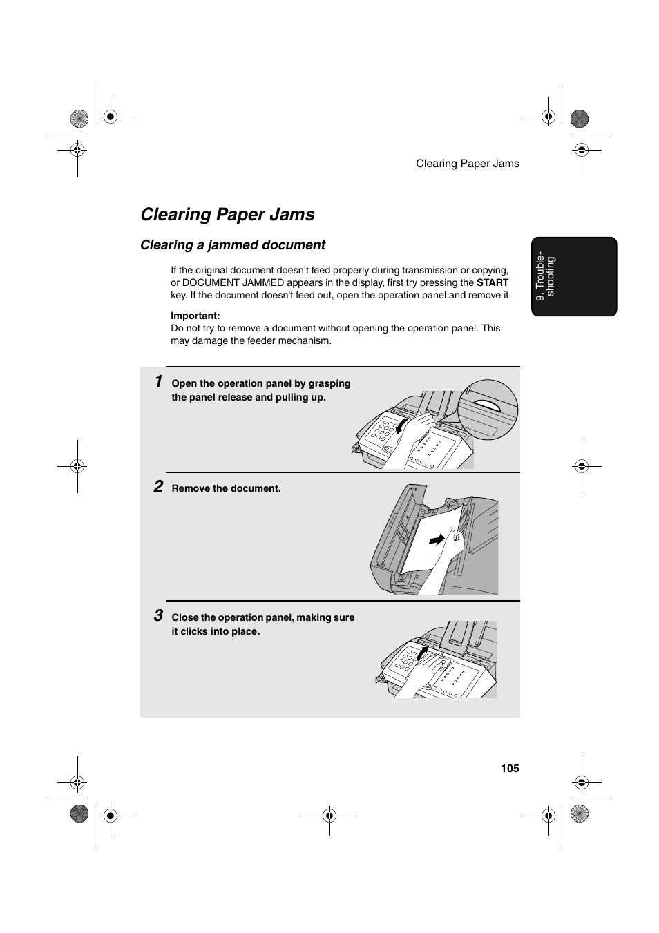 Clearing paper jams | Sharp FO-3150 User Manual | Page 107 / 124