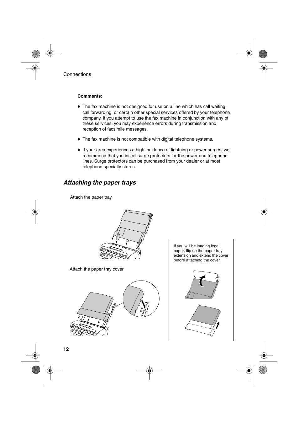 Attaching the paper trays | Sharp FO-3150 User Manual | Page 14 / 124