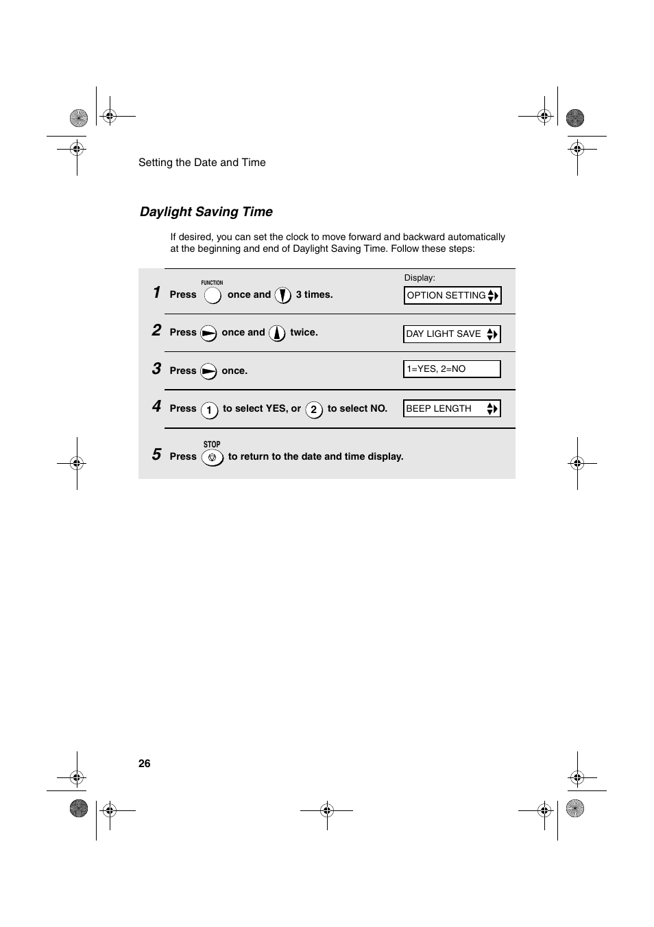 Daylight saving time | Sharp FO-3150 User Manual | Page 28 / 124