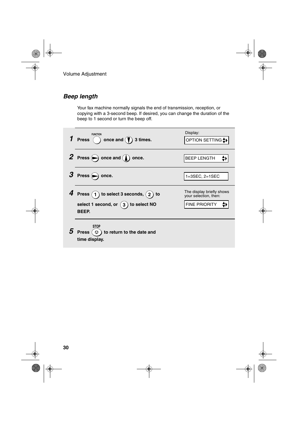 Beep length | Sharp FO-3150 User Manual | Page 32 / 124