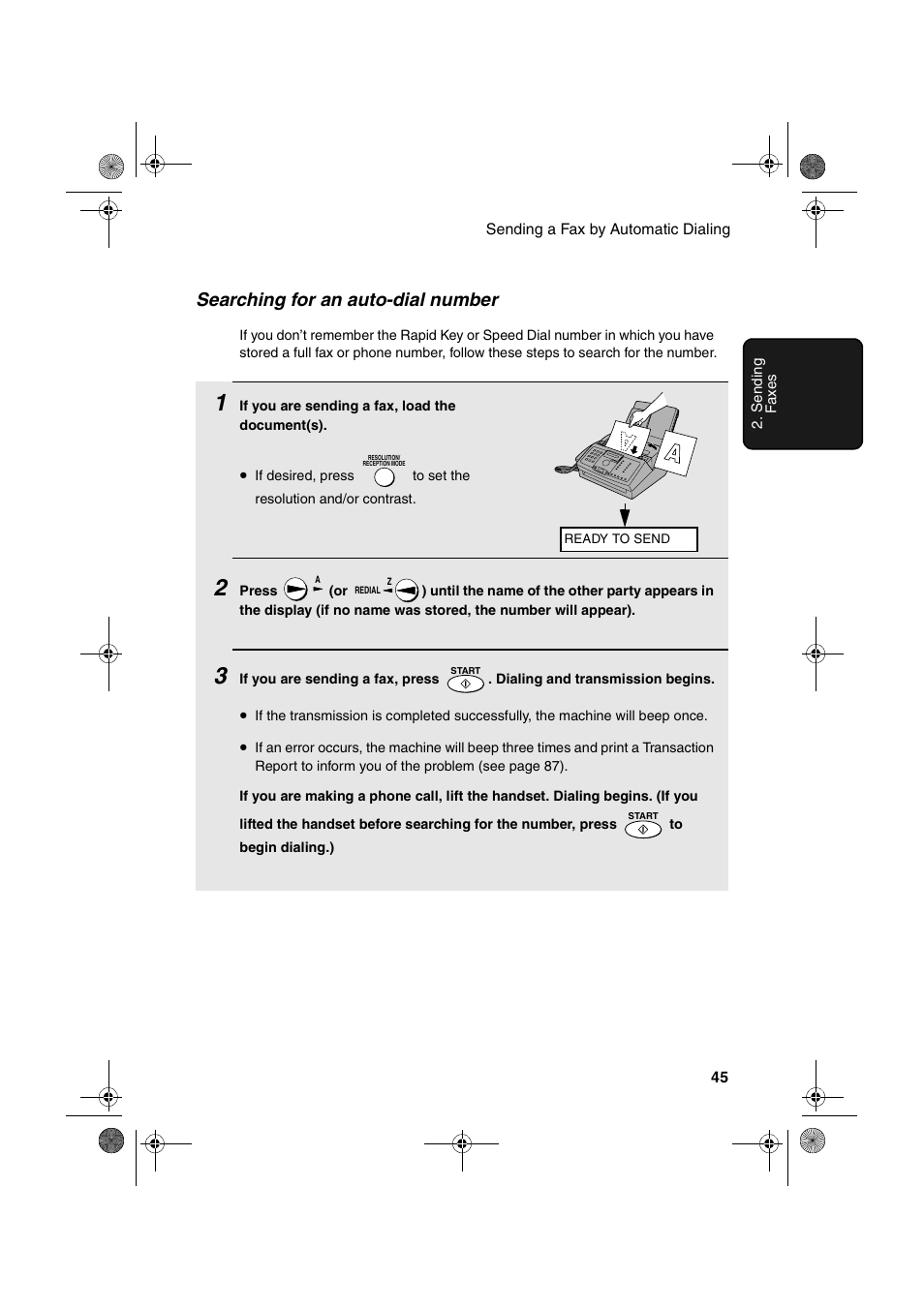 Searching for an auto-dial number | Sharp FO-3150 User Manual | Page 47 / 124